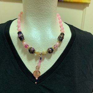 Hindi blue and pink beaded necklace